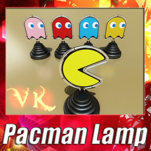 table lamp pacman ghost 3d model 3ds max fbx 134857