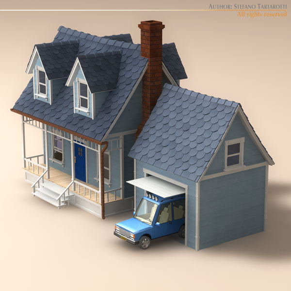 toon house and car 1 3d model 3ds dxf fbx c4d dae 118957