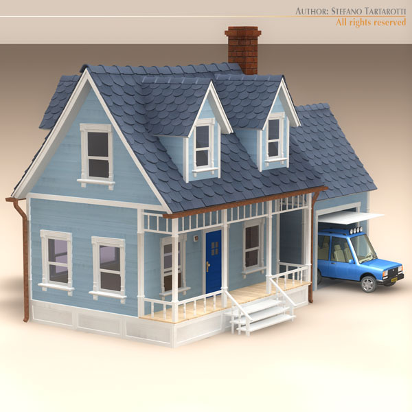 toon house and car 1 3d model 3ds dxf fbx c4d dae 118958