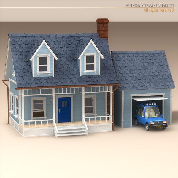 toon house and car 1 3d model 3ds dxf fbx c4d dae 118959