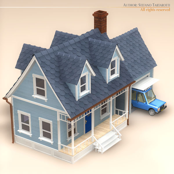 toon house and car 1 3d model 3ds dxf fbx c4d dae 118961