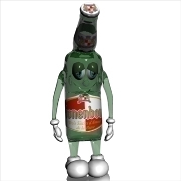 beer bottle cartoon character 3d model 3ds max fbx lwo obj 106789