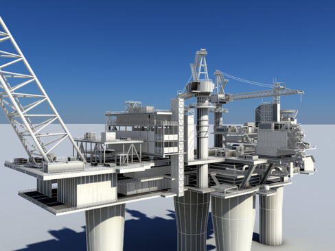Oil Gas Platform 3D Model | FlatPyramid