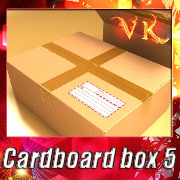cardboard box with tape & mailing label 3d model 3ds max fbx psd obj 130210