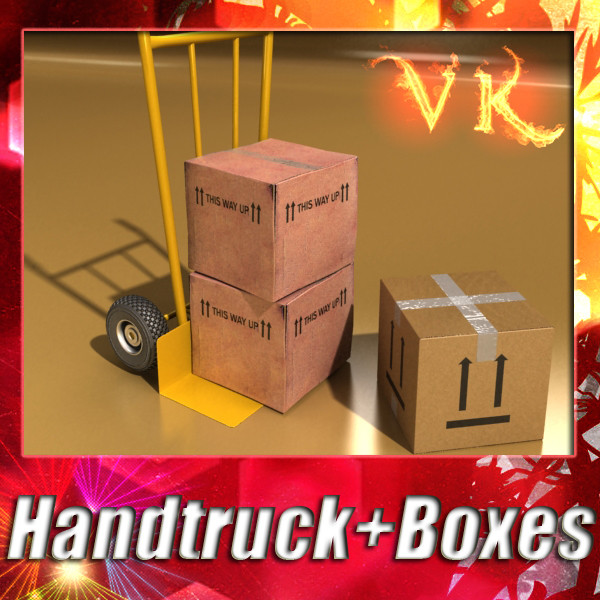 hand truck & cartons high res 3d model 3ds max fbx psd obj 130310