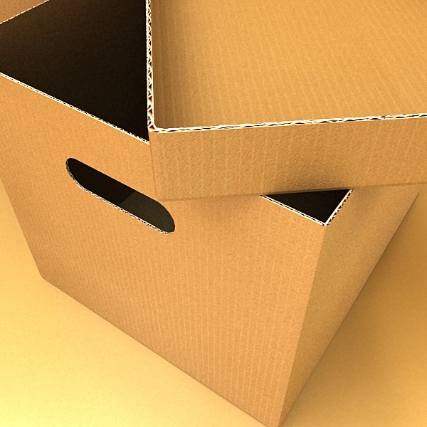 photorealistic cardboard banker box high 3d model 3ds max fbx psd obj 130226