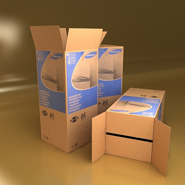 photorealistic cardboard box high res 3d model 3ds max fbx obj 130187