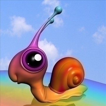 rainbow snail rigged 3d model 3ds max fbx lwo obj 107967