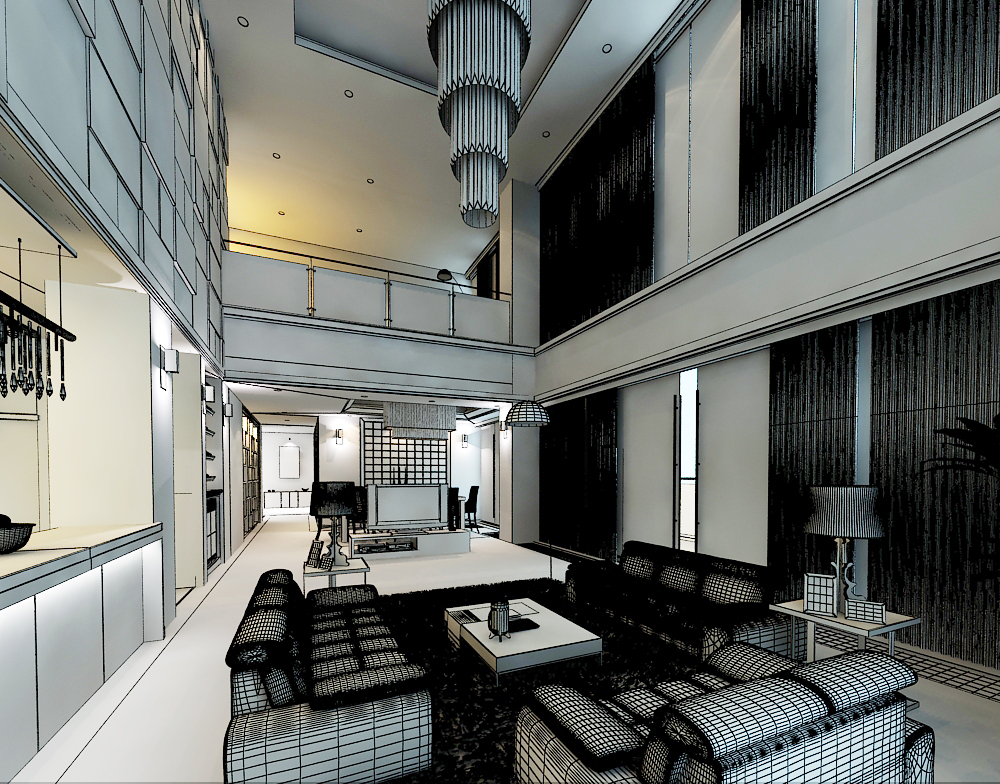 detail luxury penthouse 3d model max 159092