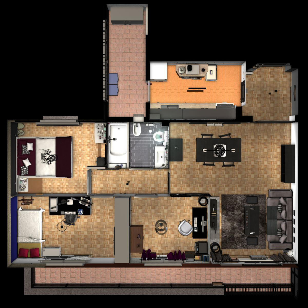 entire apartment 3d model fbx c4d ma mb obj 159622