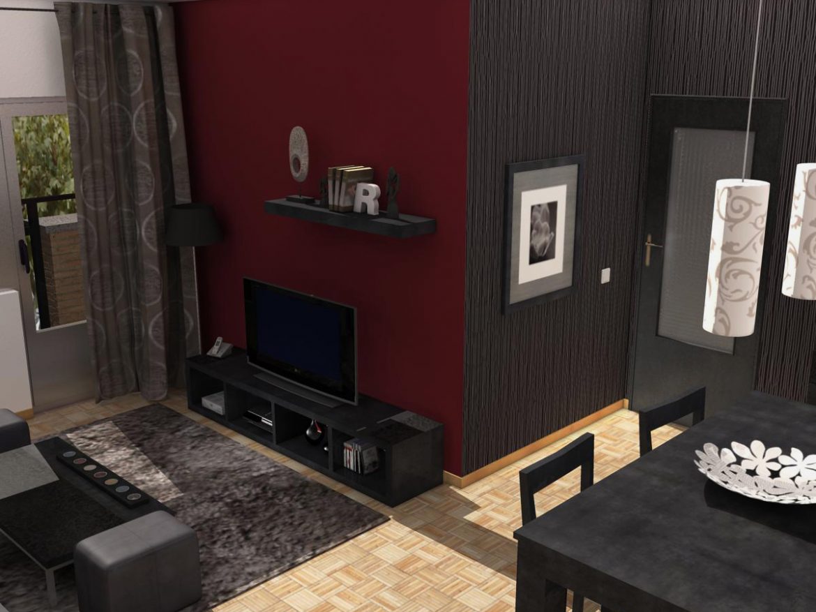 living room 3d model 3ds max fbx c4d ma mb obj 159609