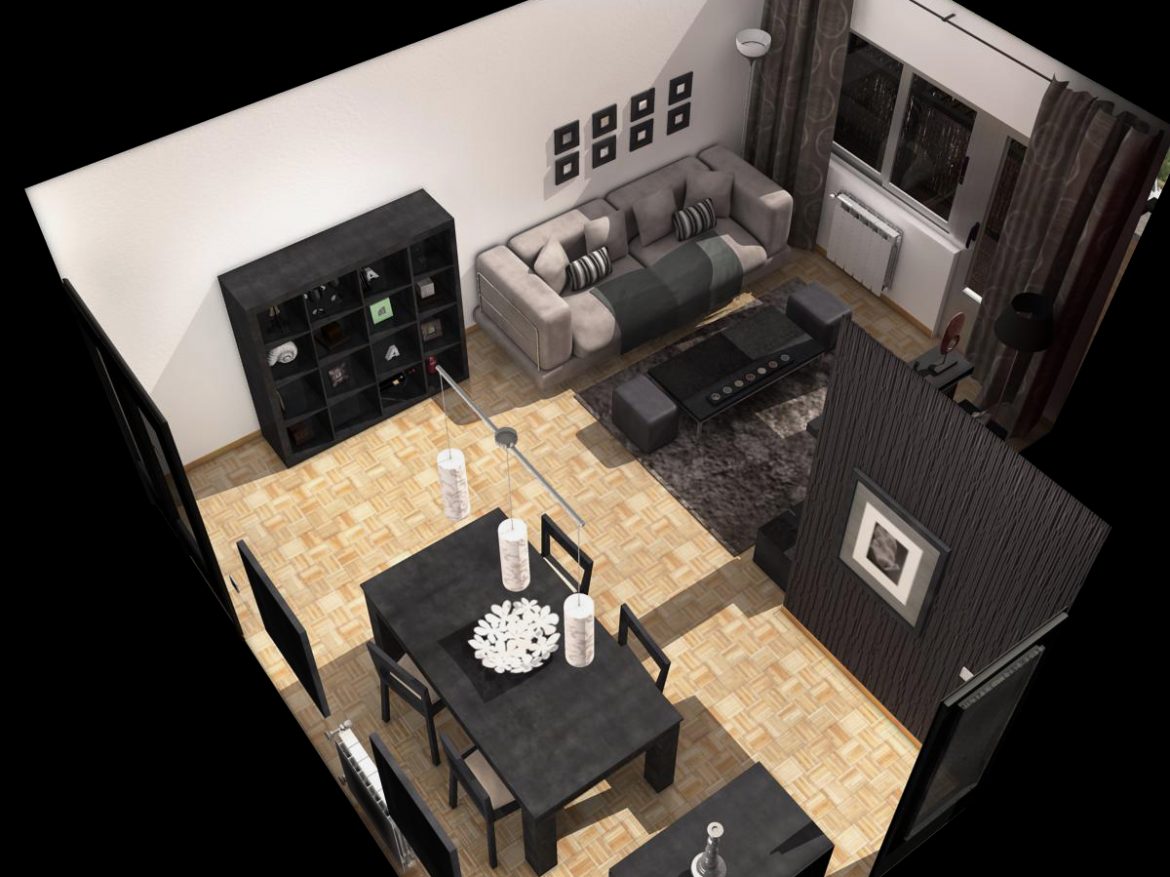 living room 3d model 3ds max fbx c4d ma mb obj 159614