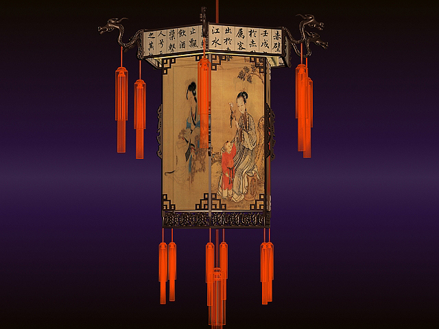 chinese lanterns detailed 3d model 3ds max fbx obj 124594