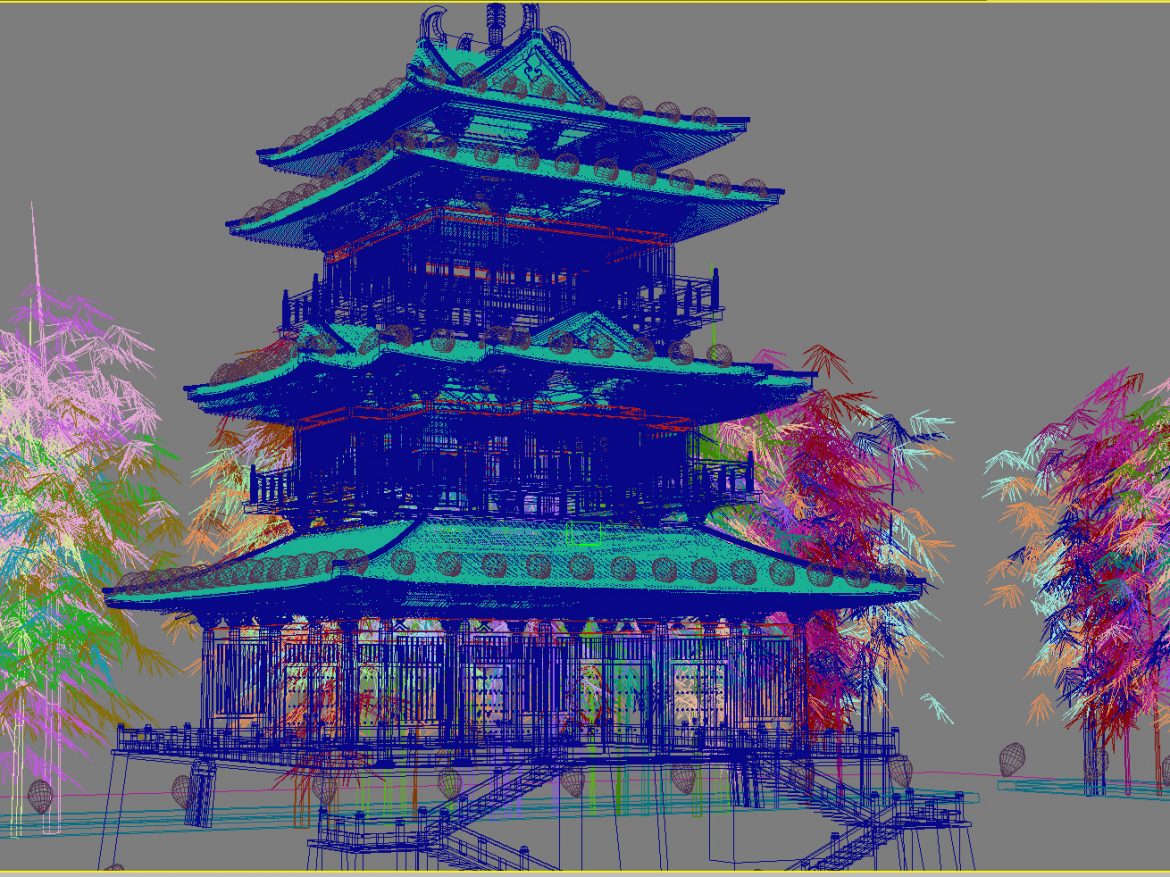 china temple lighting 2 3d model 3ds max 127932