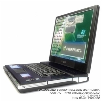 sony laptop notebook 3d model max 80966