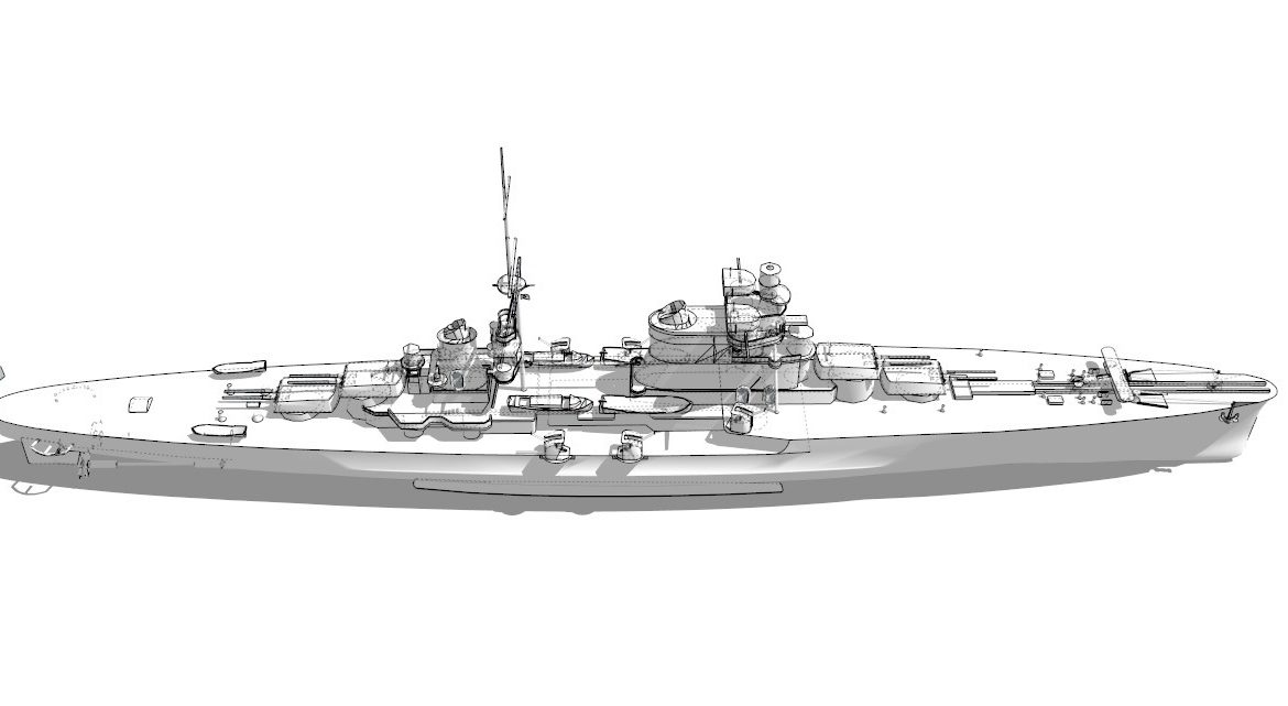 italian cruiser pola 3d model 3ds dxf dwg skp obj 163595