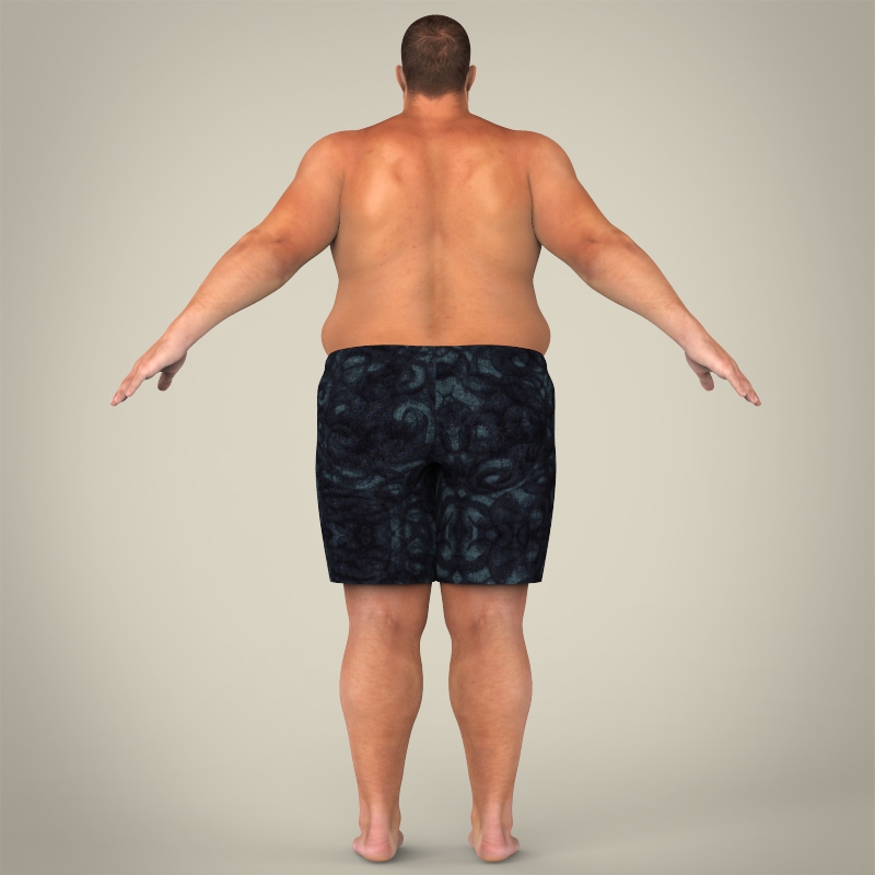 Realistic Fat Man 3D Model MAX OBJ 3DS FBX C4D LWO LW LWS 