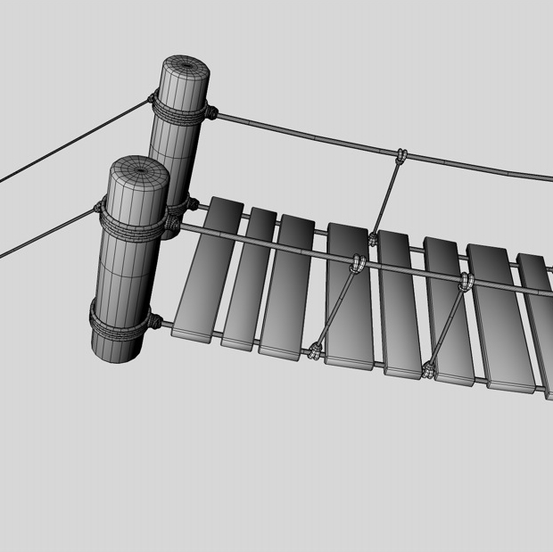 Rope Wood Plank Suspension Bridge 3d Model Flatpyramid
