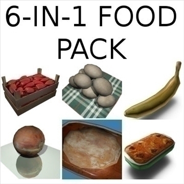 6 in 1 food pack 3d model 3ds 97510