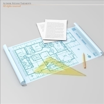 architect desk set 3d model 3ds dxf c4d obj 108100