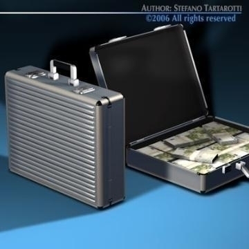 suitcase with euro 3d model 3ds c4d obj 78021