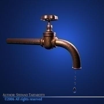 tap with water drops 3d model 3ds dxf c4d obj 77859