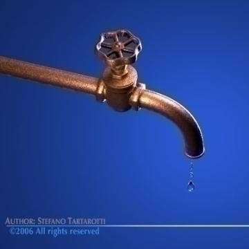 tap with water drops 3d model 3ds dxf c4d obj 77861