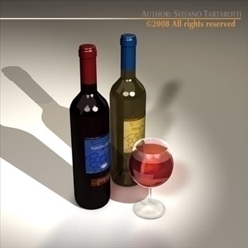 wine bottles 3d model 3ds dxf c4d obj 92246