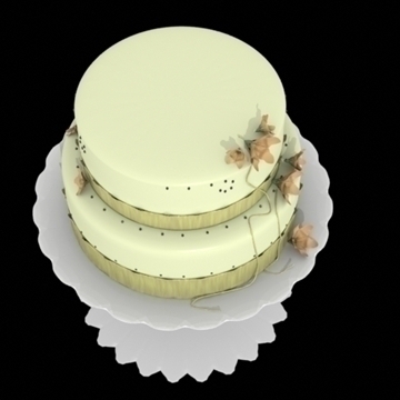 yellow cake with ribbons and flowers 3d model lwo other 98368