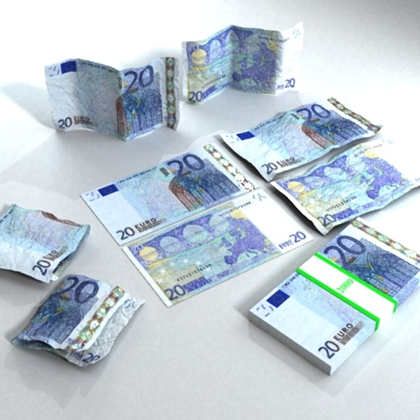 20 euro paper money 3d model 3ds max obj 129412