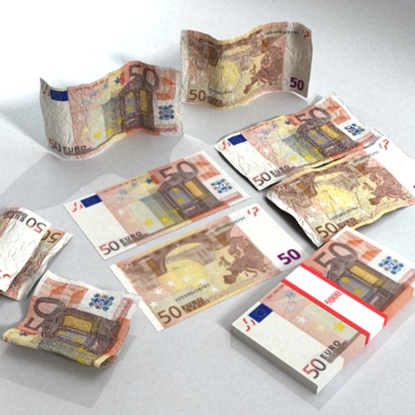 50 euro paper money 3d model 3ds max obj 129421
