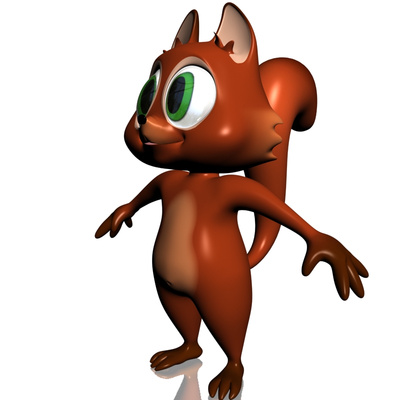 Cartoon Squirrel Character RIGGED 3D Model - FlatPyramid