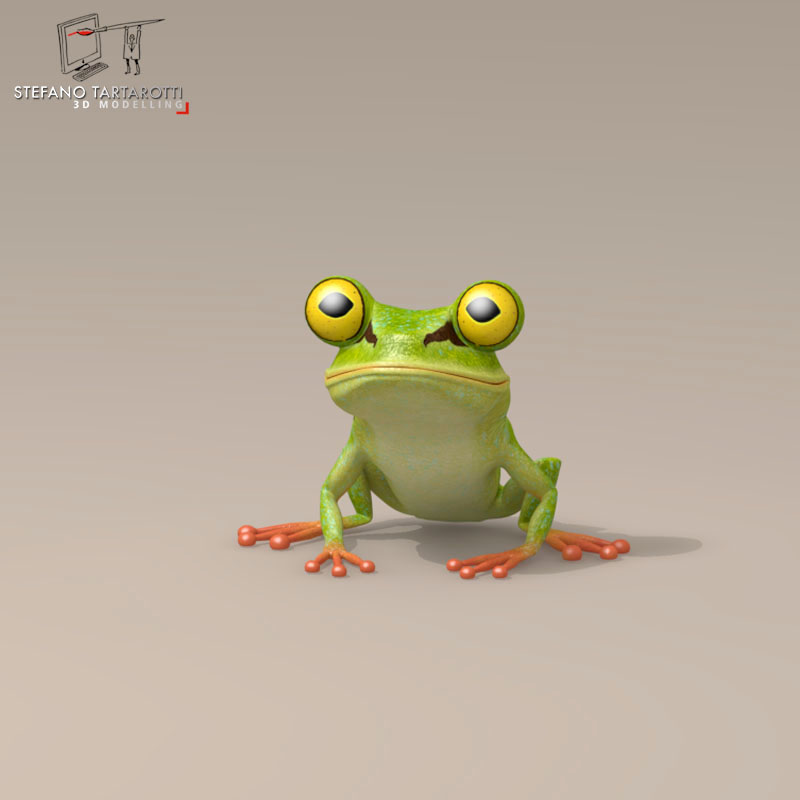 Frog cartoon character 3D Model - FlatPyramid