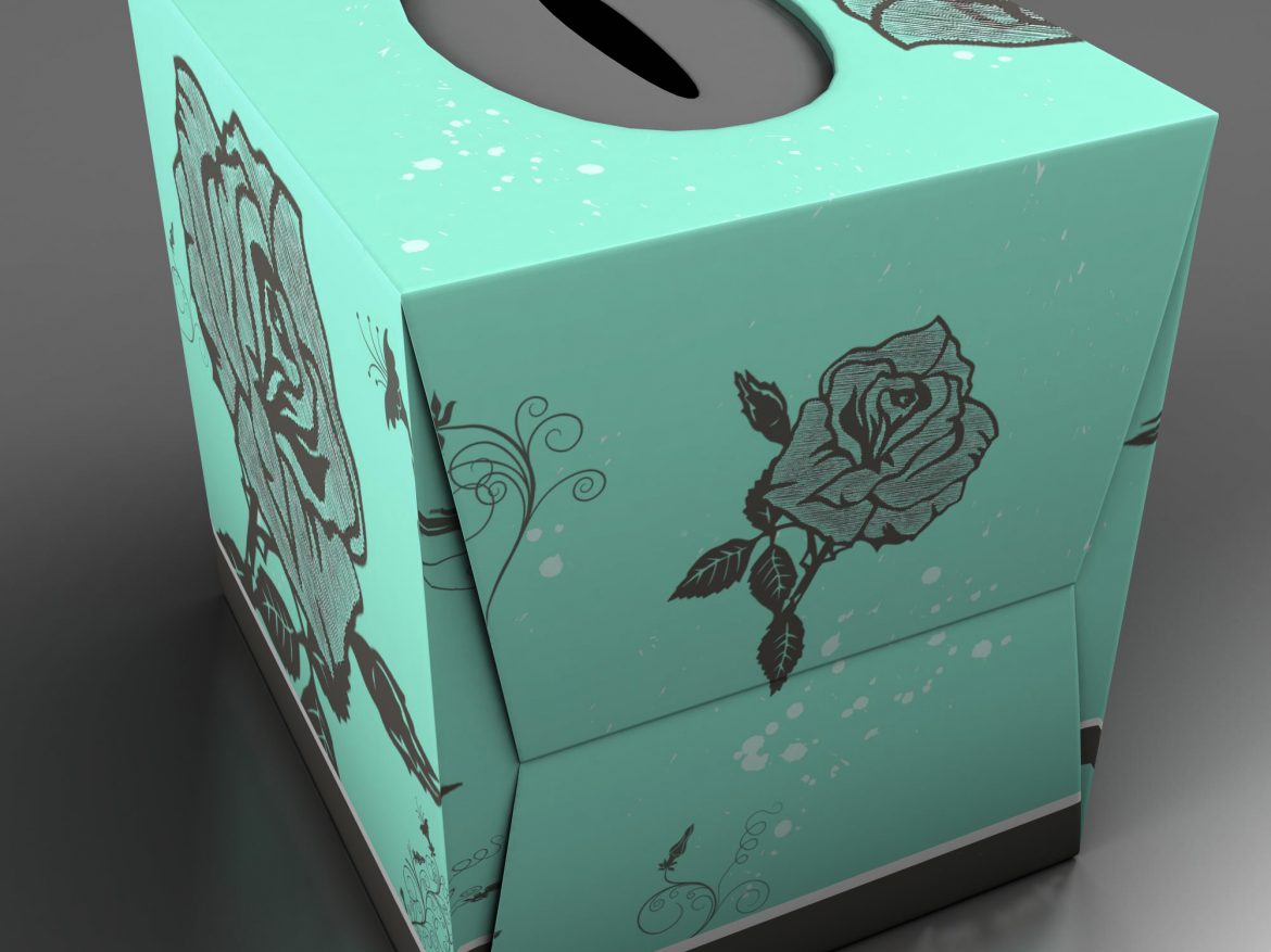teal tissue box with roses 3d model 3ds max fbx ma mb obj 157246