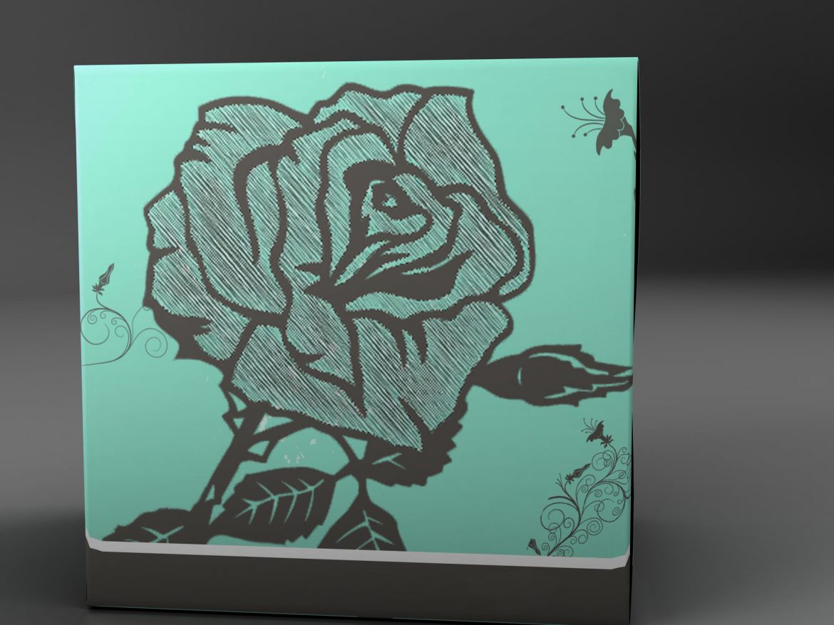 teal tissue box with roses 3d model 3ds max fbx ma mb obj 157248