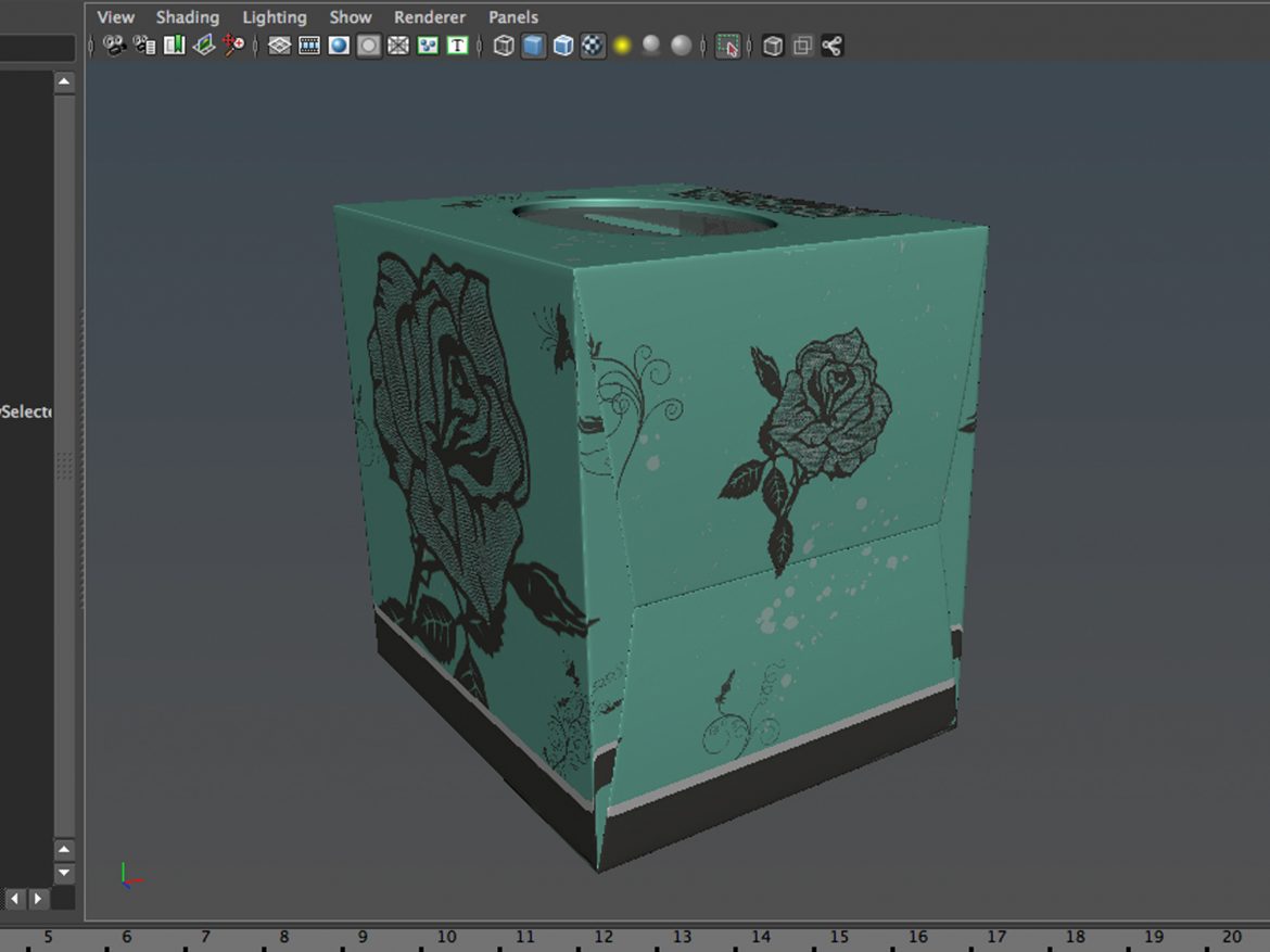 teal tissue box with roses 3d model 3ds max fbx ma mb obj 157251