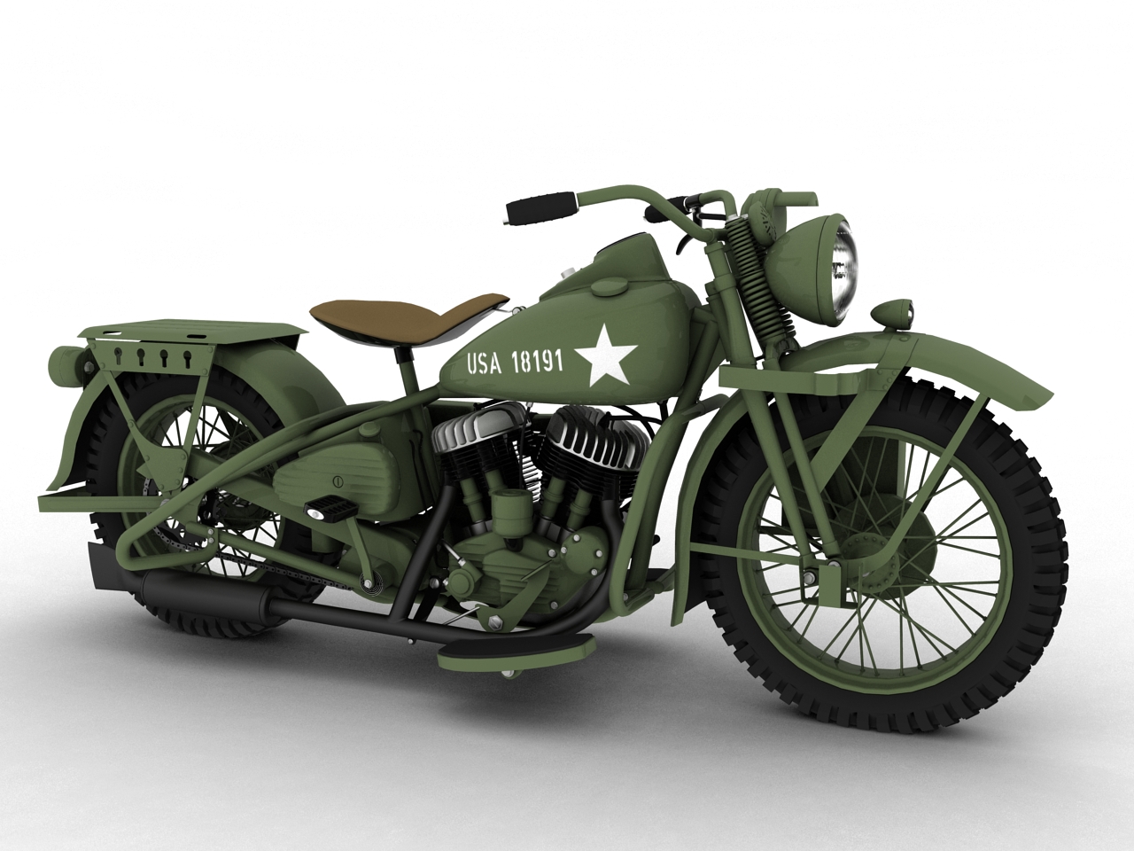  Harley  Davidson  WLA 1942 WW2 3D Model  FlatPyramid