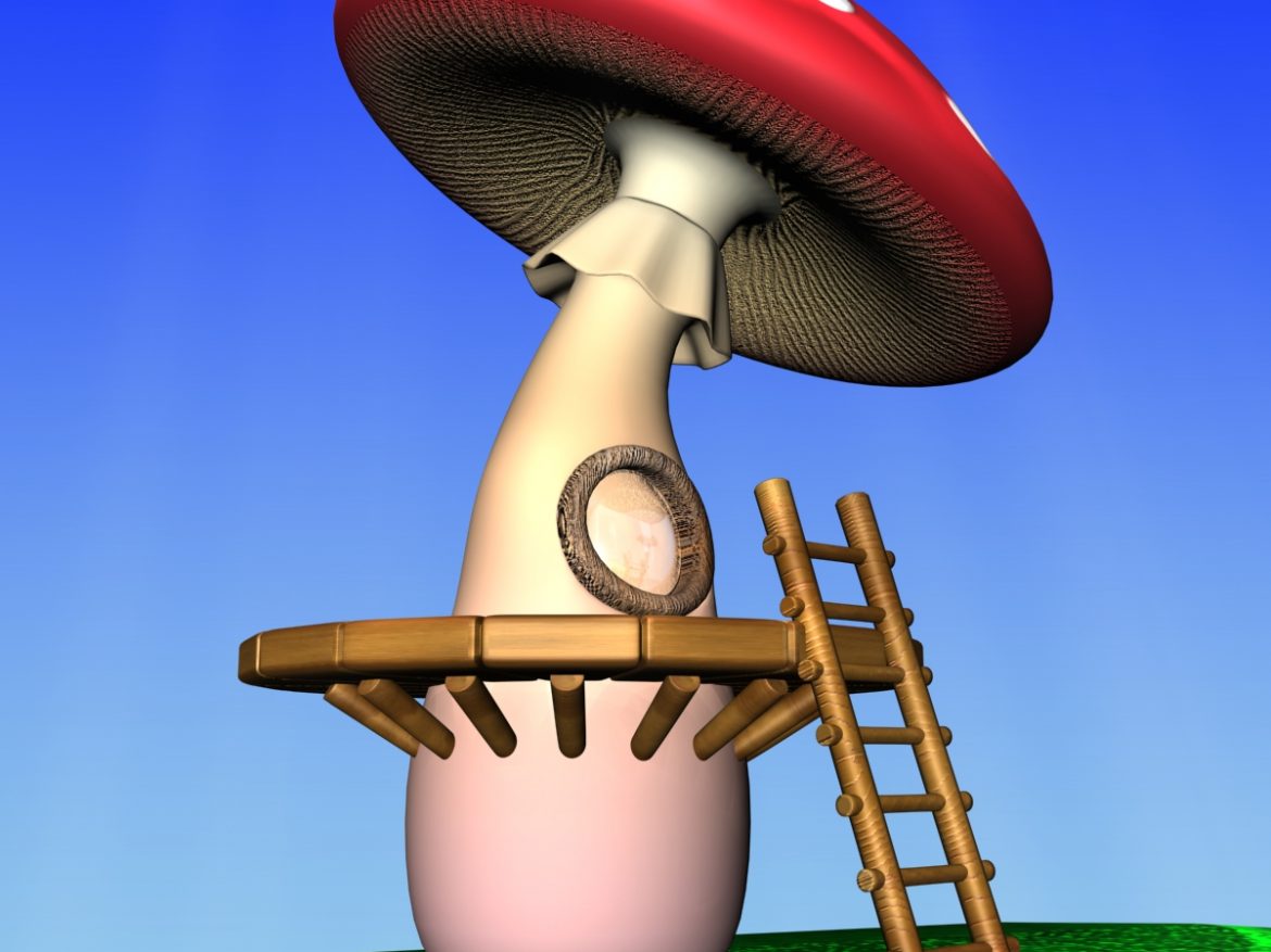 cartoon mushroom village 3d model max fbx obj 161202