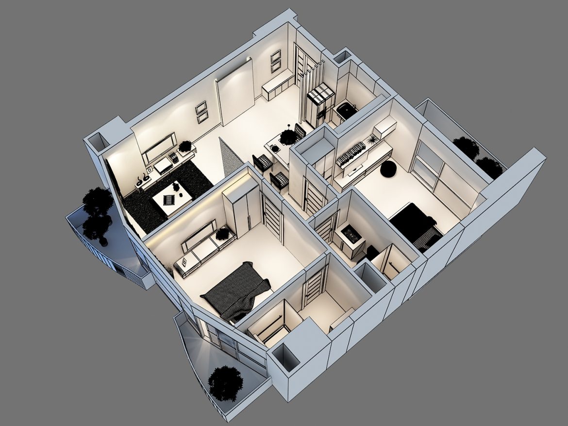 detailed interior apartment 3d model max 159044