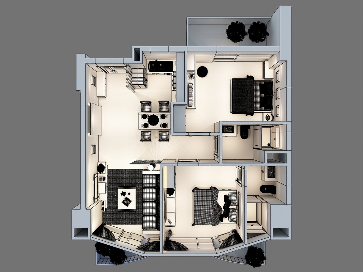 detailed interior apartment 3d model max 159047