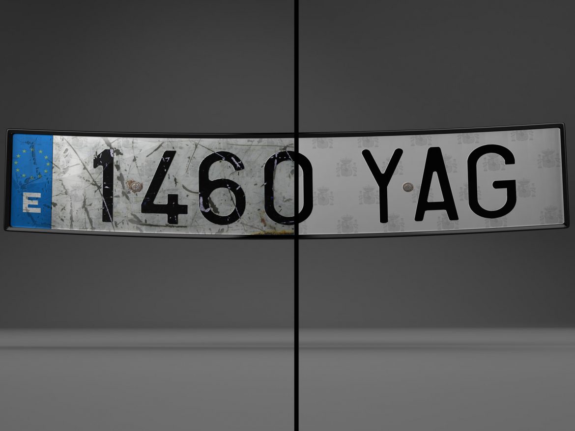 euro style license plate 3d model 3ds max fbx ma mb obj 157434