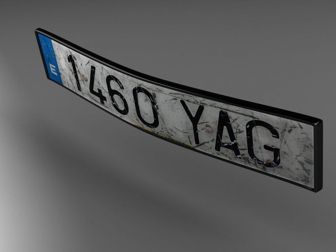 euro style license plate 3d model 3ds max fbx ma mb obj 157435