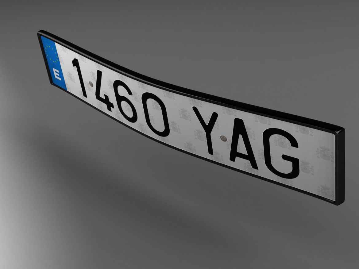 euro style license plate 3d model 3ds max fbx ma mb obj 157436