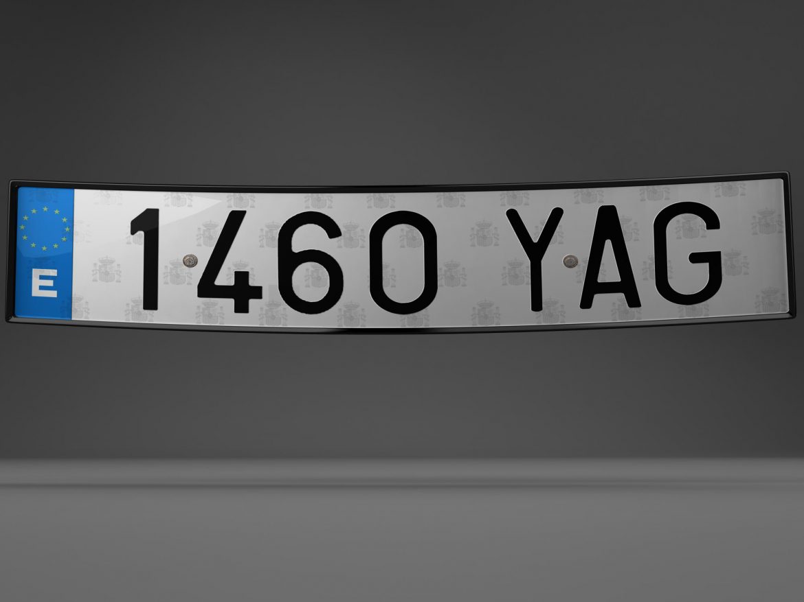 euro style license plate 3d model 3ds max fbx ma mb obj 157438