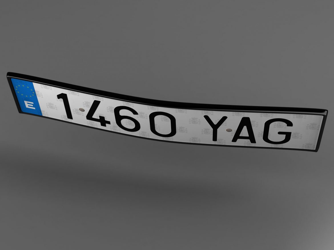 euro style license plate 3d model 3ds max fbx ma mb obj 157440