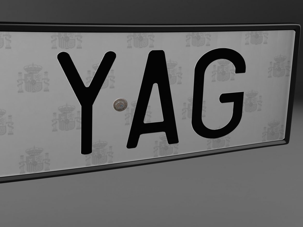 euro style license plate 3d model 3ds max fbx ma mb obj 157442