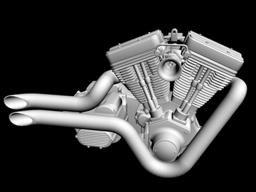 v-twin motorcycle engine 3d model 3ds 87982