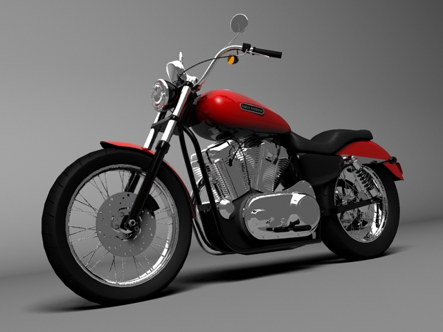 harley davidson xl883 sportster custom 2009 3d model 3ds max c4d obj 147616