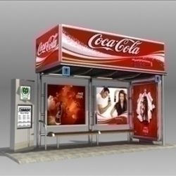 bus stop shelter coke brand 3d model 3ds max obj 110414