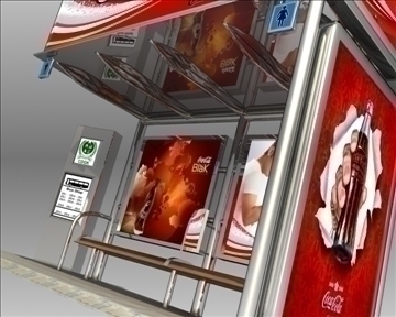 bus stop shelter coke brand 3d model 3ds max obj 110421